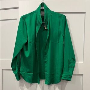 J. Crew Vibrant Green Satin Blouse